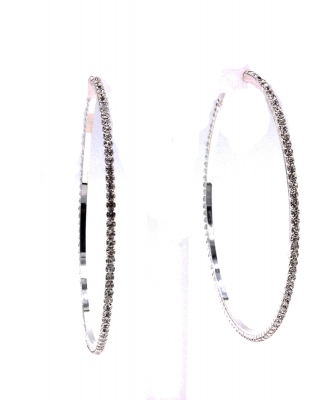 Rhinestone Super Big Hoop Earrings EH910185 Silver